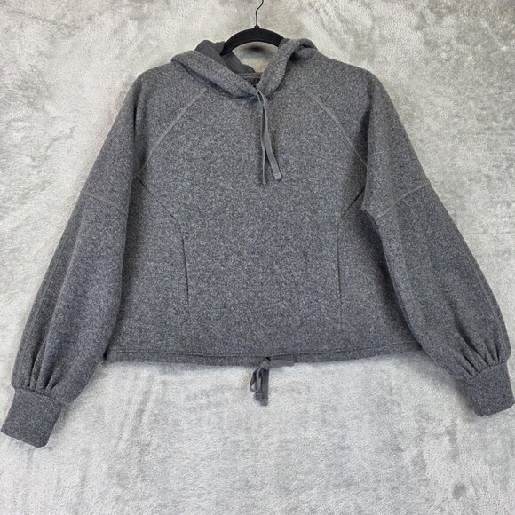 PrAna Sweater Womens Small Gray Wool Blend Hoodie Pullover Drawstring Hem Cozy - Picture 1 of 9